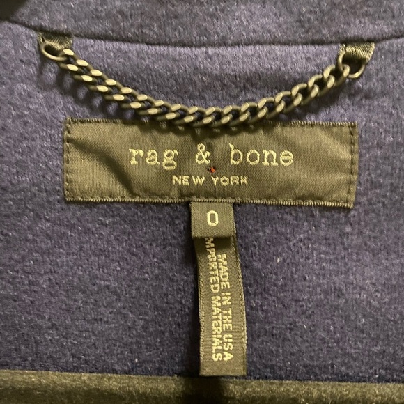 Rag & Bone Blue Wool Club Jacket Blazer Size 0 In Bright Blue - Picture 6 of 12